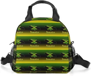 Cascade of Jamaica Flags Portable Lunch Box Crossbody Bag Tote Insulated with Adjustable Strap Work Beach Picnic
