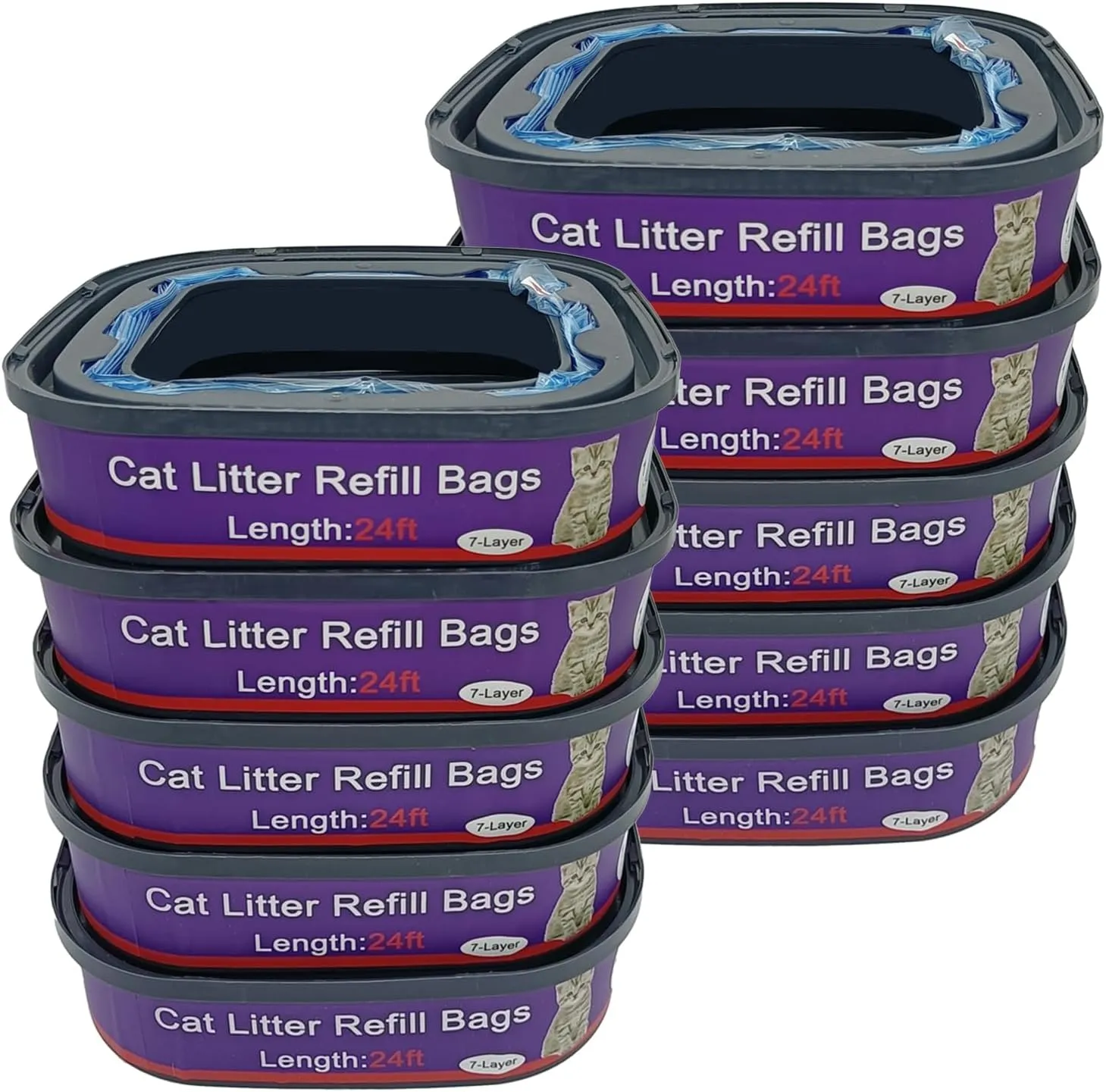 Cat Litter Refill Cartridges Bags Compatible with Genie Cat Litter Standard,Plus and XL Pails,10 Pack