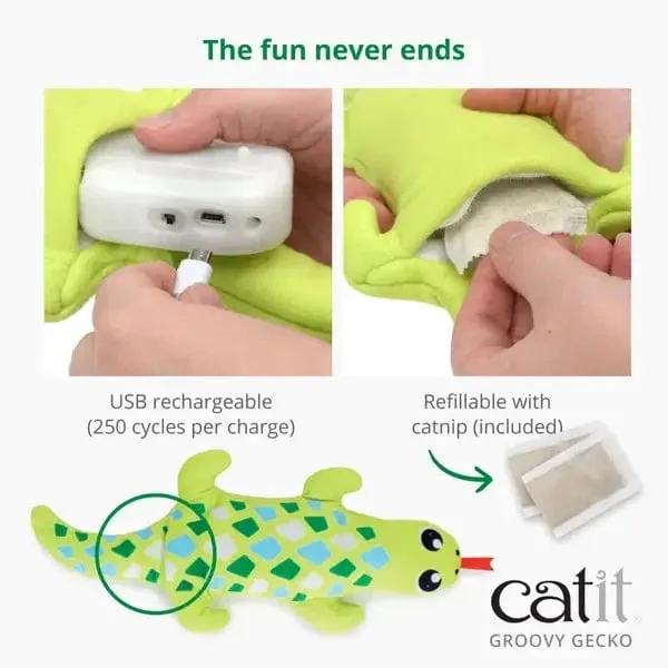 Catit Groovy Gecko Plush Cat Toy with Catnip