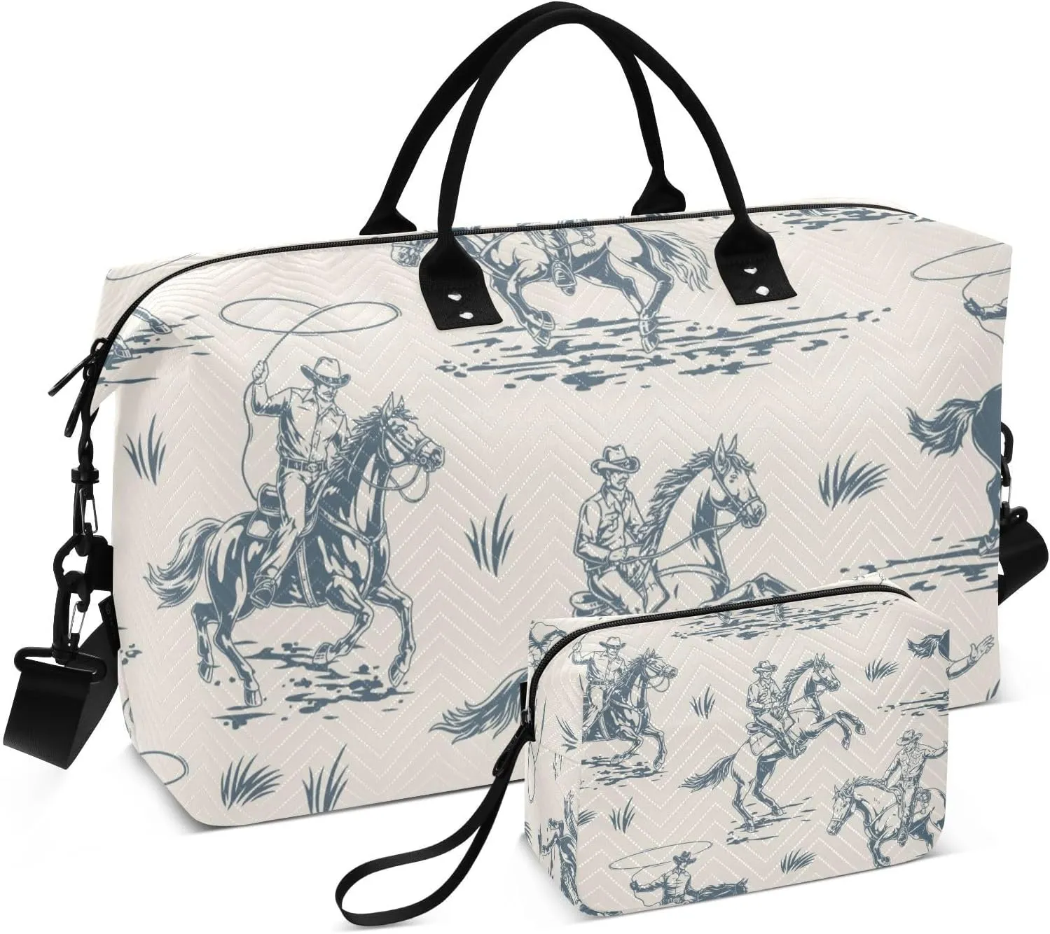 CEBUGI Man Cowboy Quilted Duffle Bag for Women Large Carry On Travel Weekend Bag Hospital Bags for Labor and Delivery