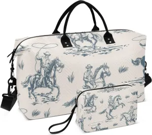 CEBUGI Man Cowboy Quilted Duffle Bag for Women Large Carry On Travel Weekend Bag Hospital Bags for Labor and Delivery