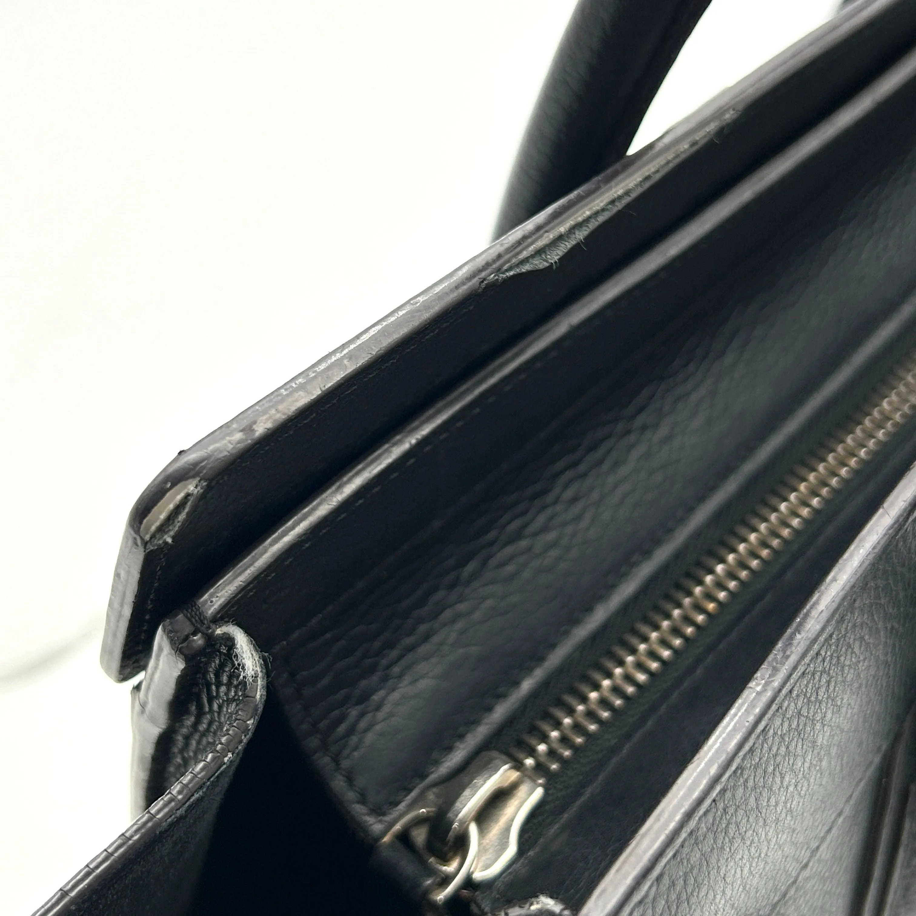Celine Black Drummed Leather Micro Luggage Tote Bag  LA34401