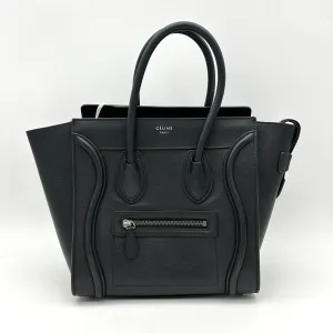 Celine Black Drummed Leather Micro Luggage Tote Bag  LA34401