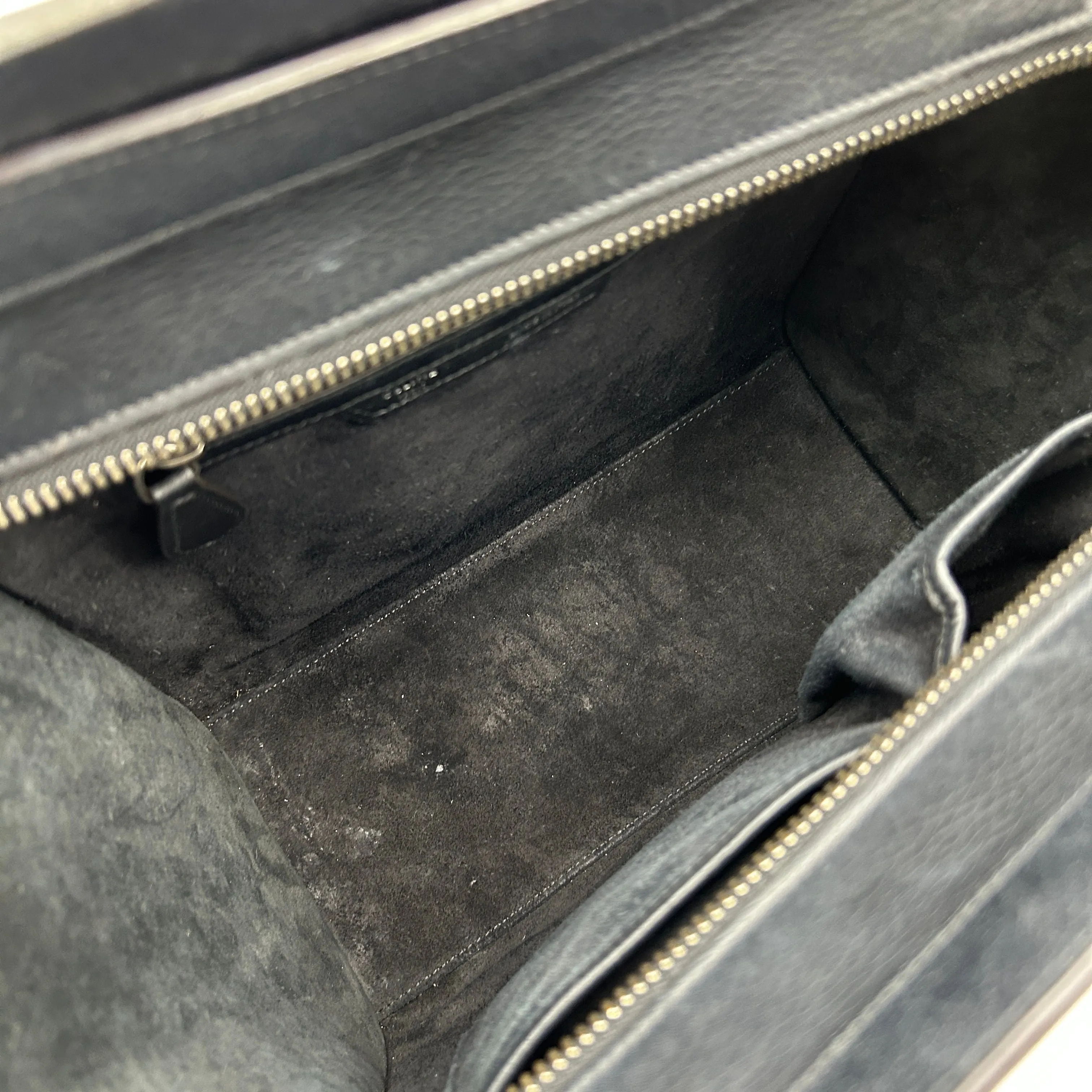 Celine Black Drummed Leather Micro Luggage Tote Bag  LA34401