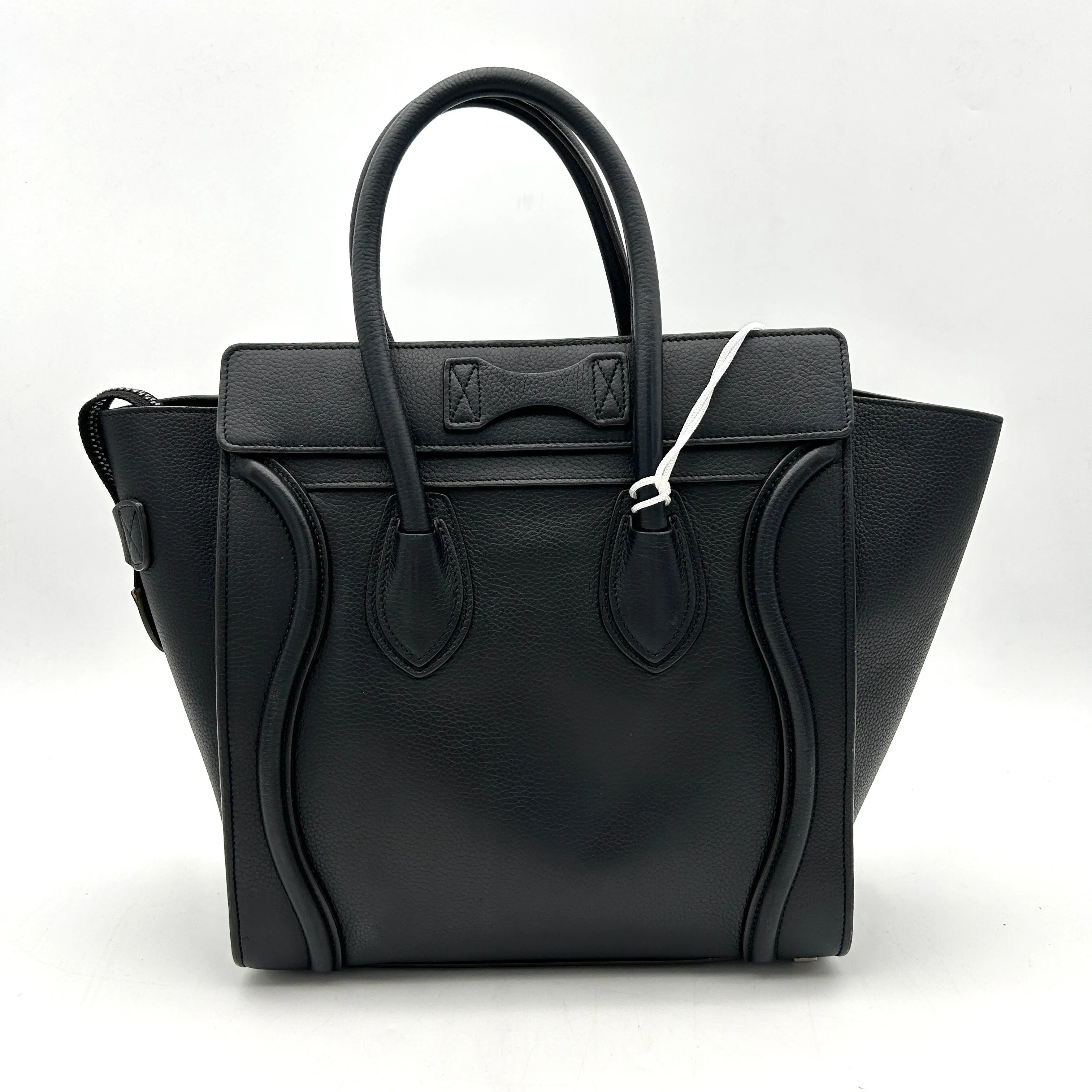 Celine Black Drummed Leather Micro Luggage Tote Bag  LA34401