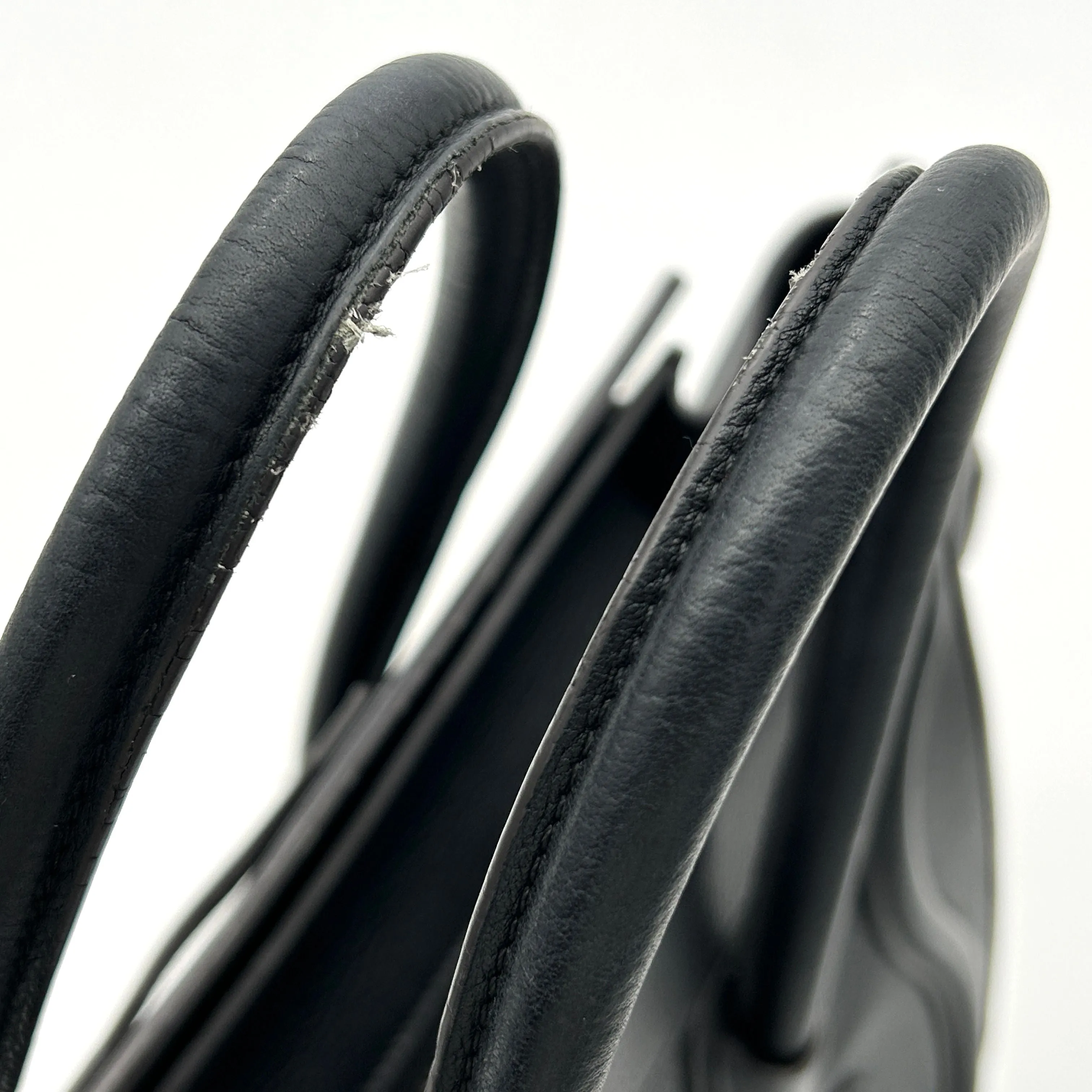 Celine Black Drummed Leather Micro Luggage Tote Bag  LA34401