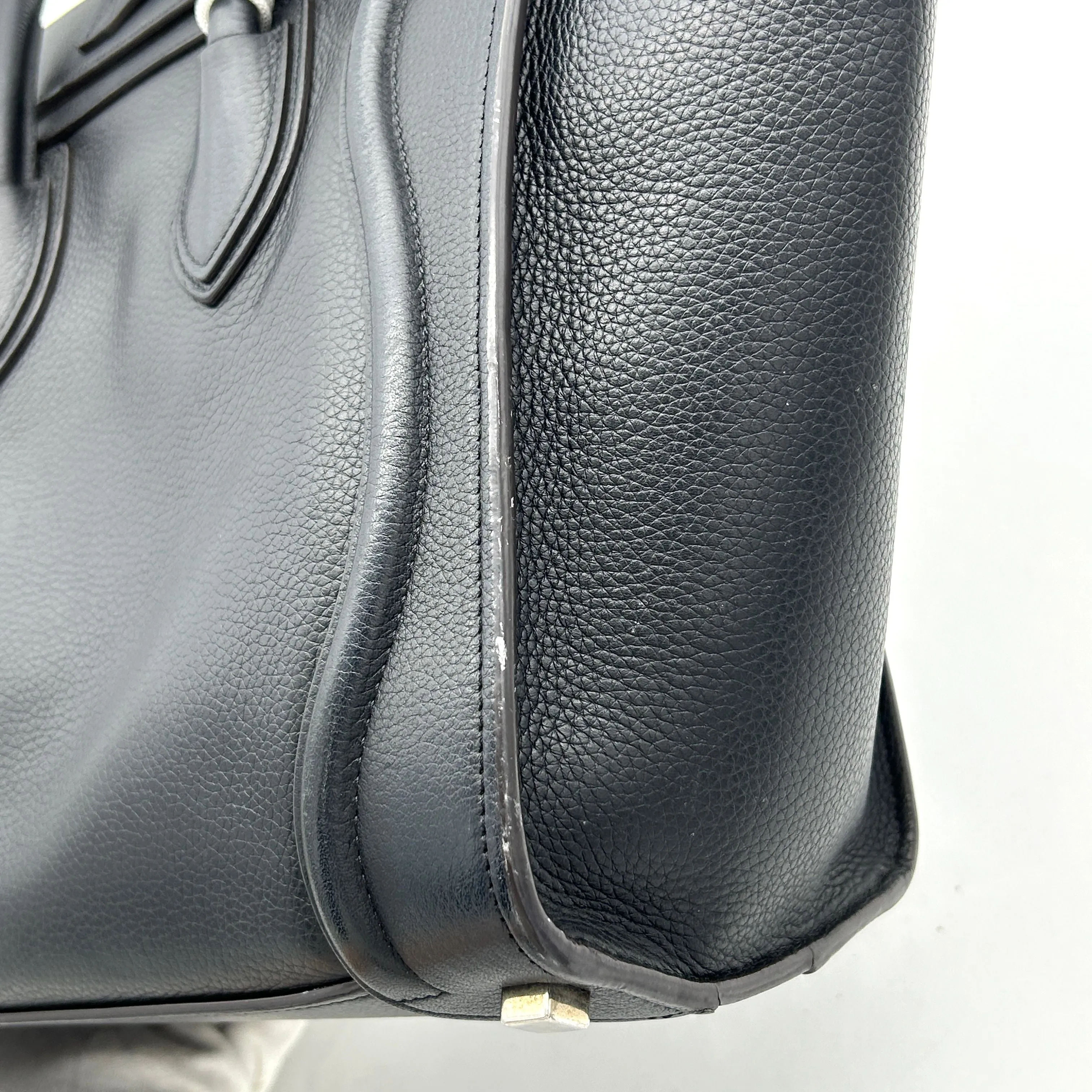 Celine Black Drummed Leather Micro Luggage Tote Bag  LA34401