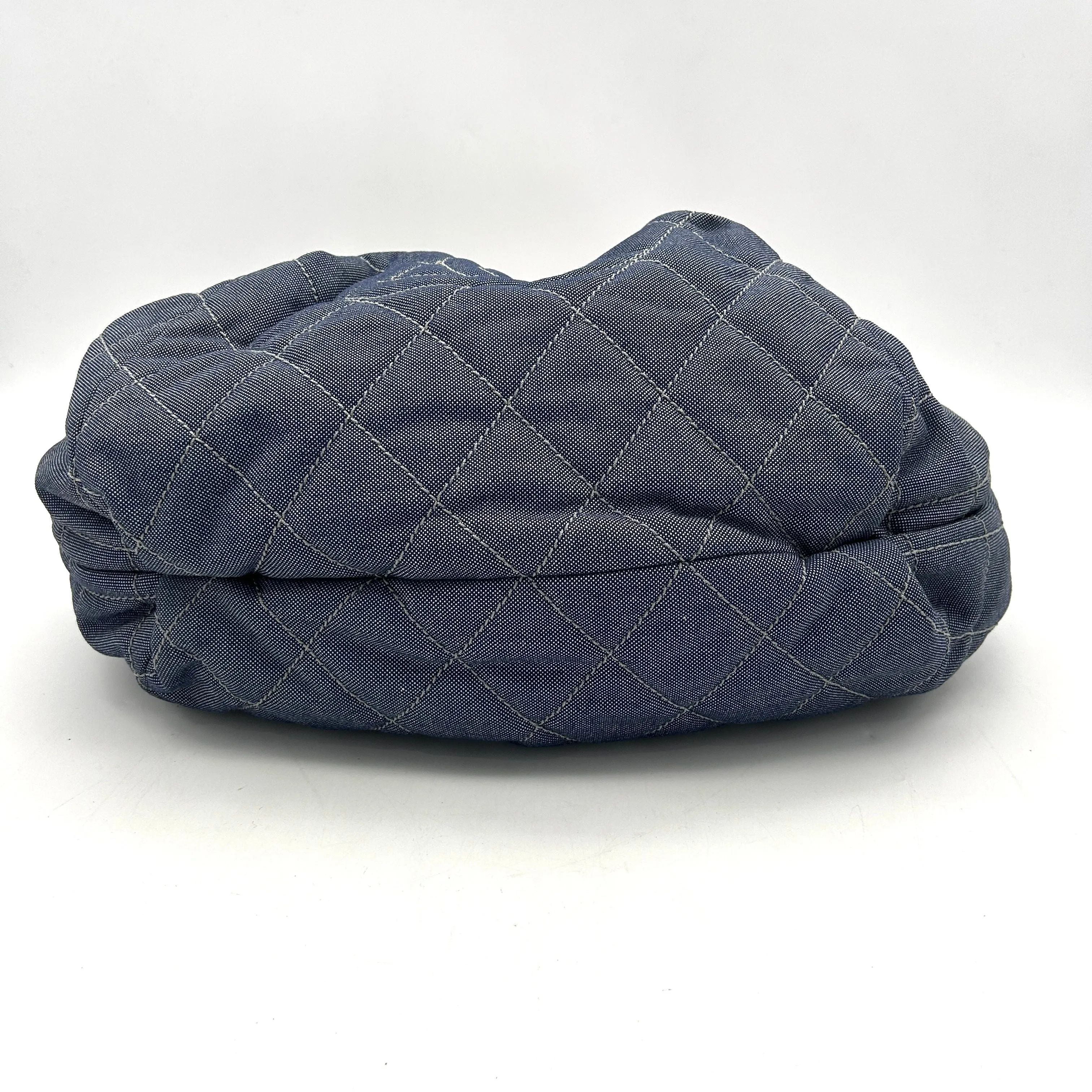CHANEL Denim Quilted Large Stretch Spirit Cabas Blue LA11947
