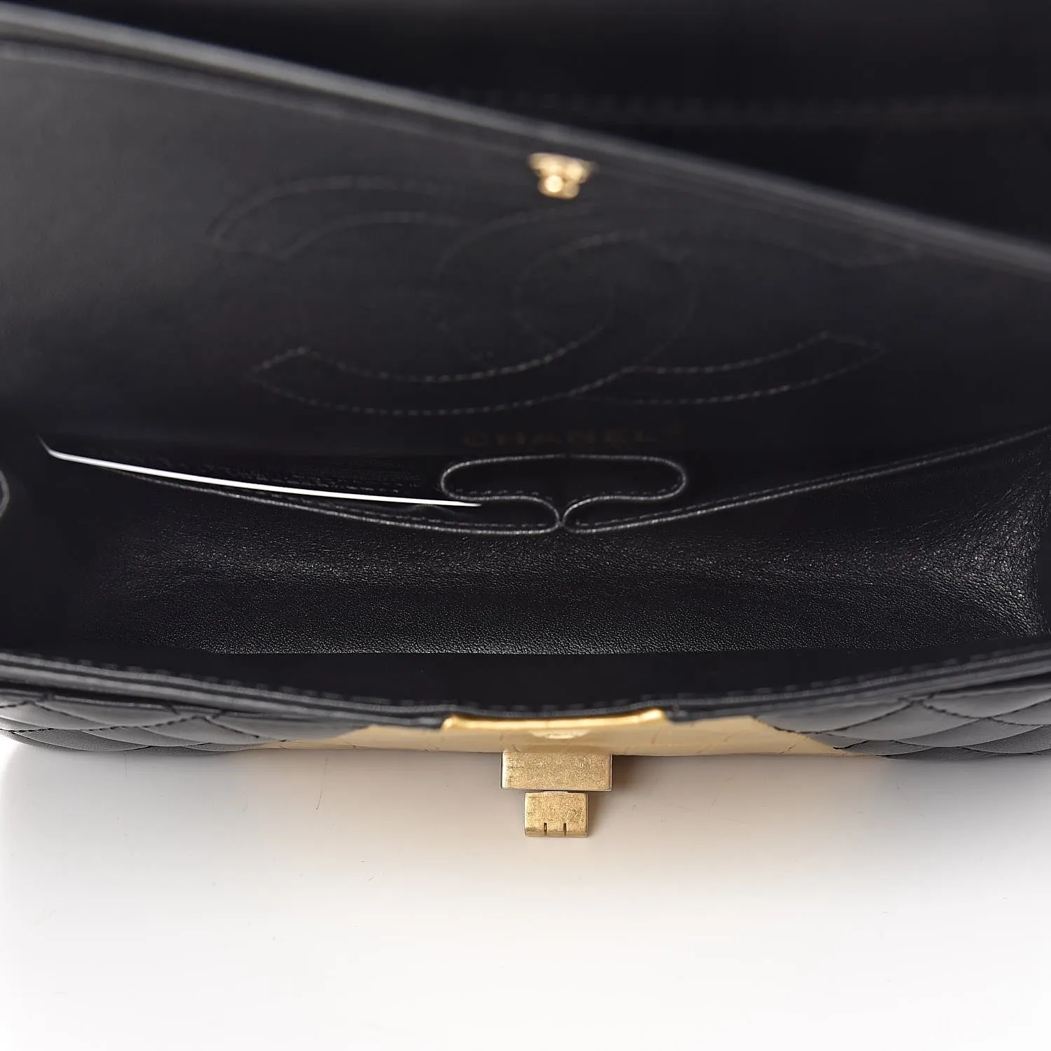 CHANEL LAMBSKIN METALLIC CALFSKIN CROC EMBOSSED FLAP BAG