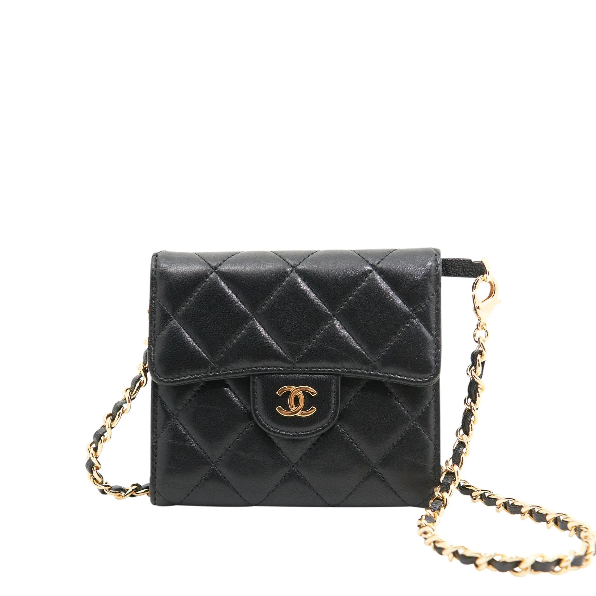 Chanel Lambskin Quilted Wallet in Black GHW