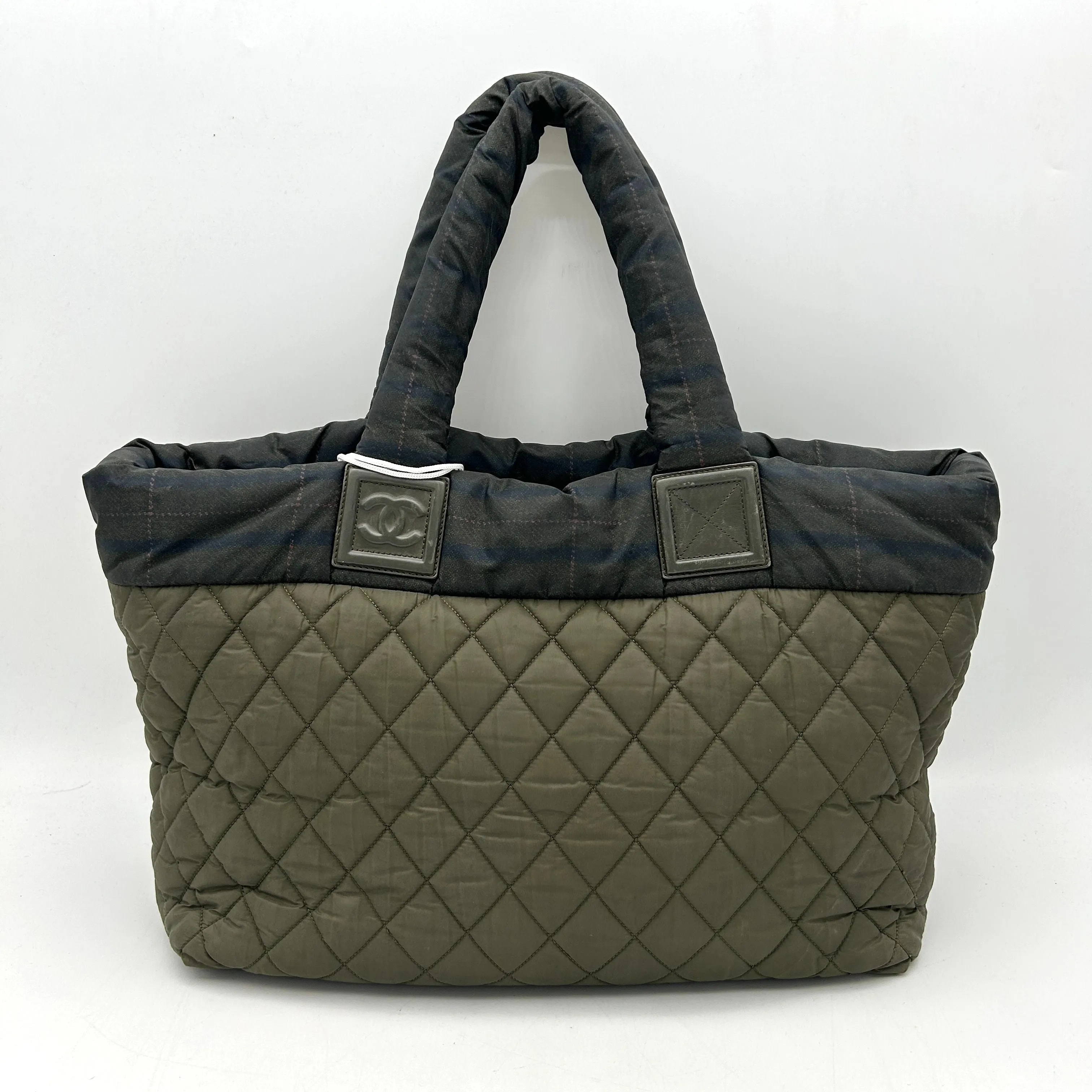 CHANEL Nylon Quilted Medium Coco Cocoon Tote Khaki LA1344