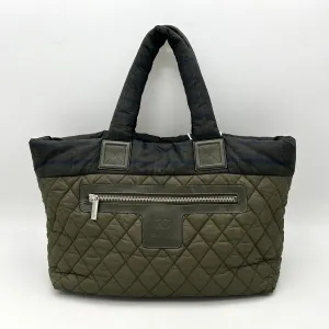 CHANEL Nylon Quilted Medium Coco Cocoon Tote Khaki LA1344