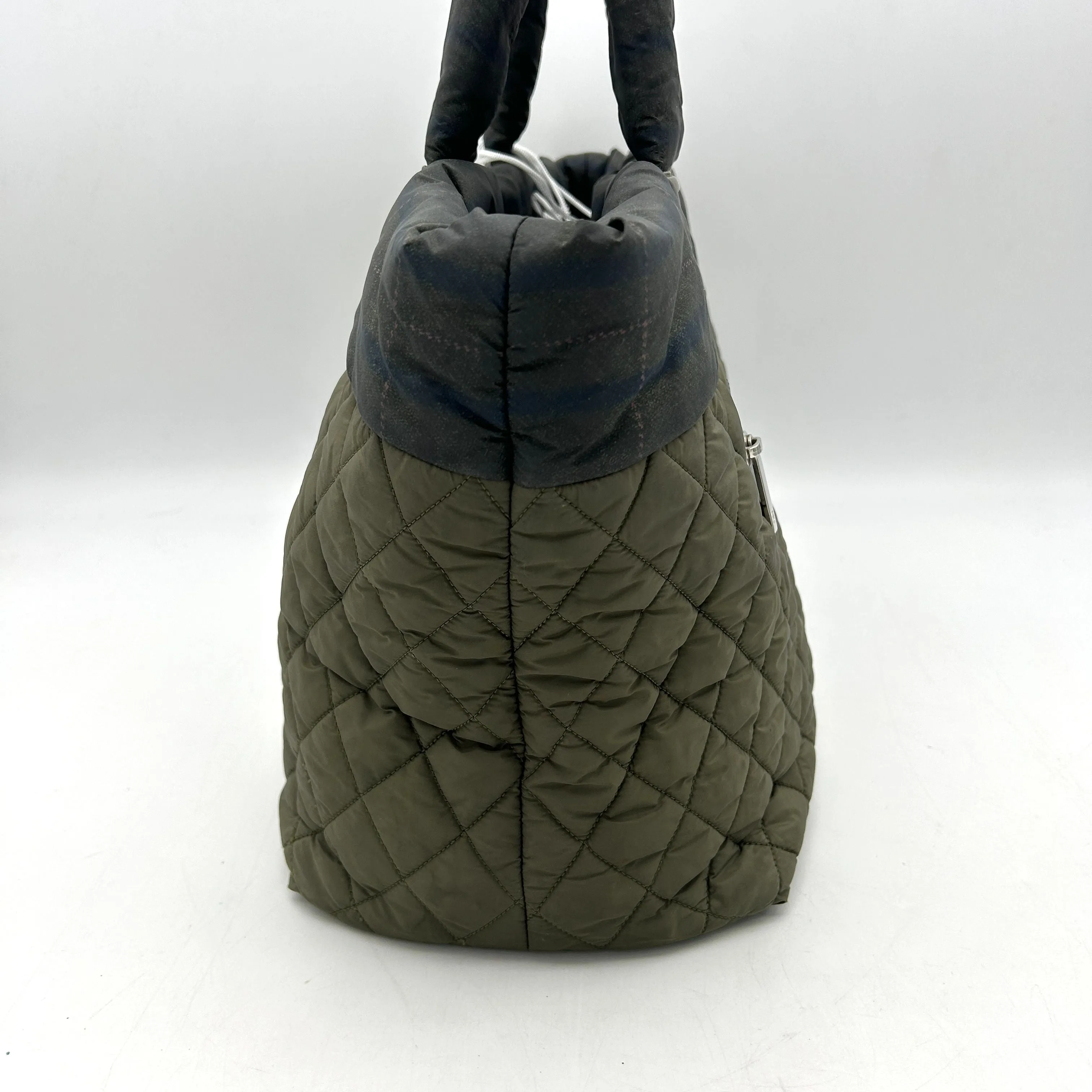 CHANEL Nylon Quilted Medium Coco Cocoon Tote Khaki LA1344