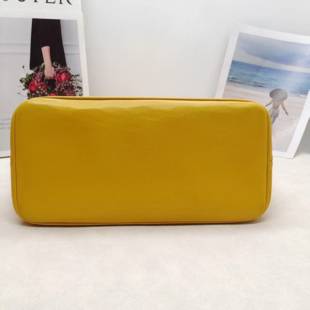 Chanel Preloved Quilted Yellow Leather Tote Bag