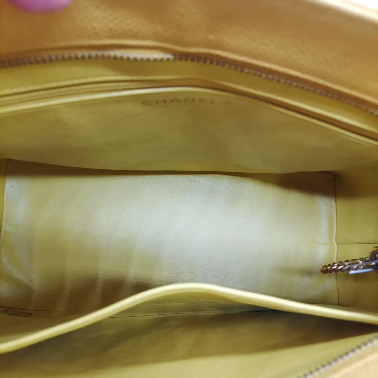 Chanel Preloved Quilted Yellow Leather Tote Bag