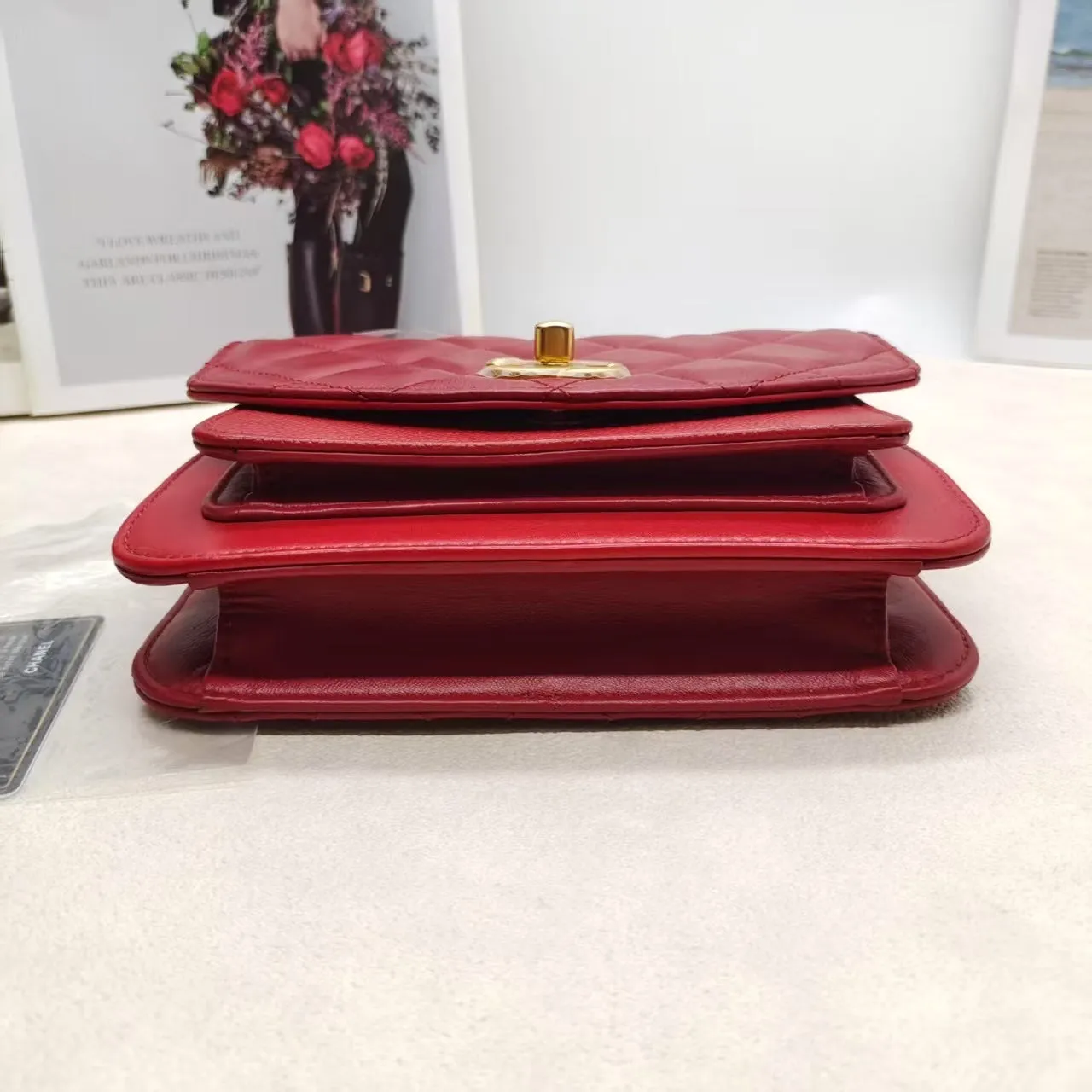 Chanel Quilted Chain Handle Bag Red Leather 2018 Shoulder Bag
