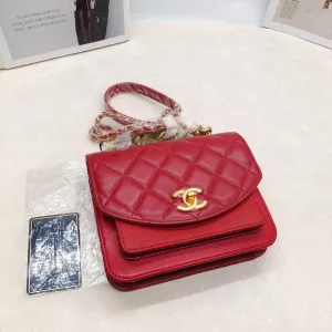 Chanel Quilted Chain Handle Bag Red Leather 2018 Shoulder Bag