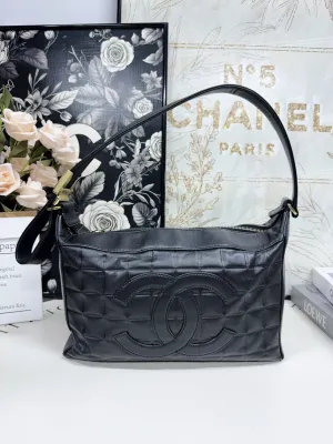 Chanel Quilted Shoulder Bag in Black Leather