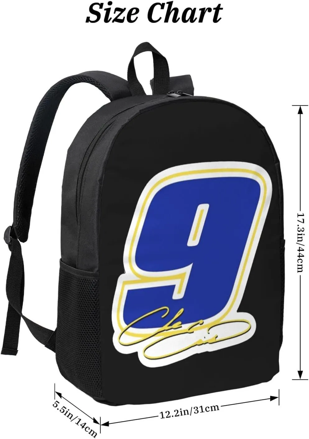 Chase-Elliott-Car-9 Backpack Work Rucksack Computer Bag 17 Inch Travel Backpack Gym Bags