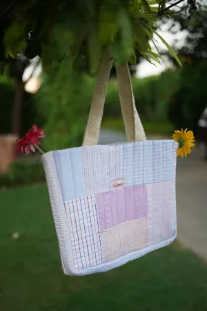 Check Patchwork Quilted Tote Bag