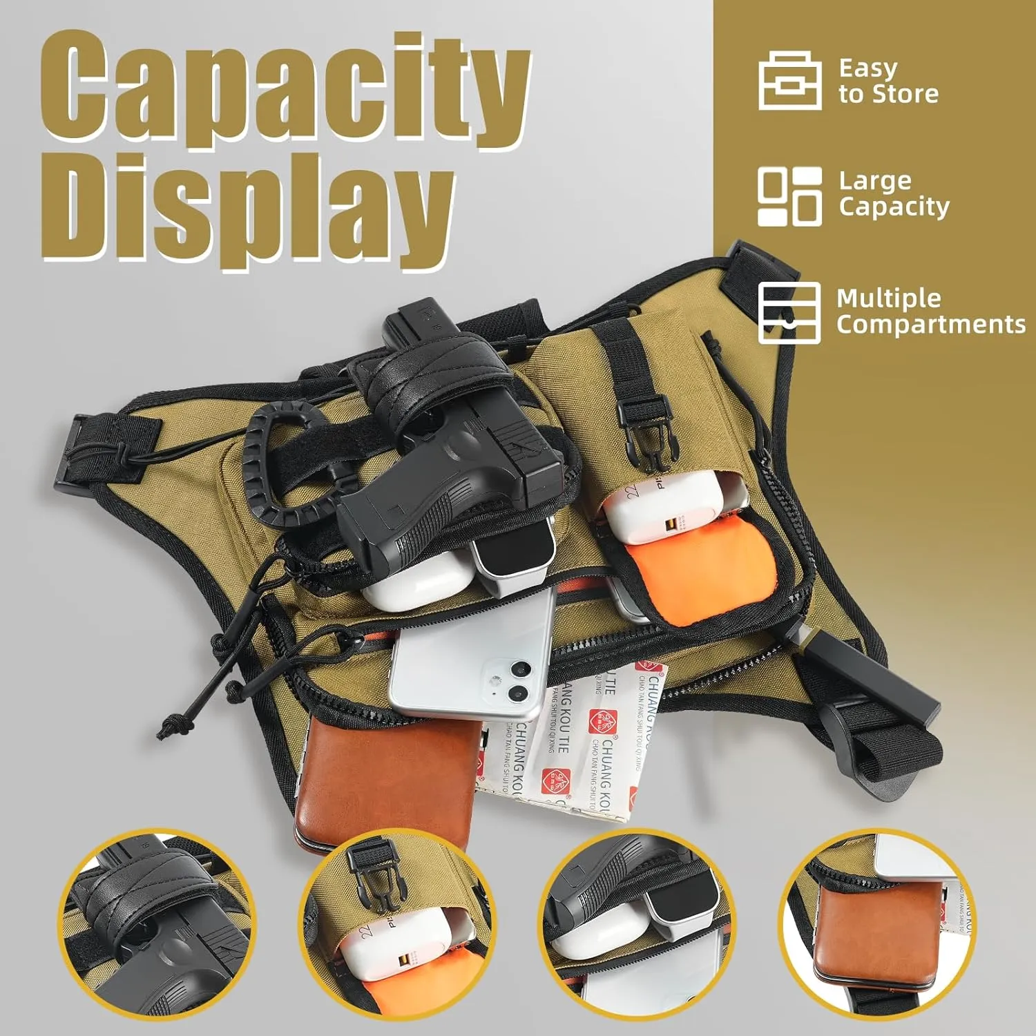 Chest Bag for Men,Running Pack Vest for Workouts,Water Resistant Sports Chest Pack For Running