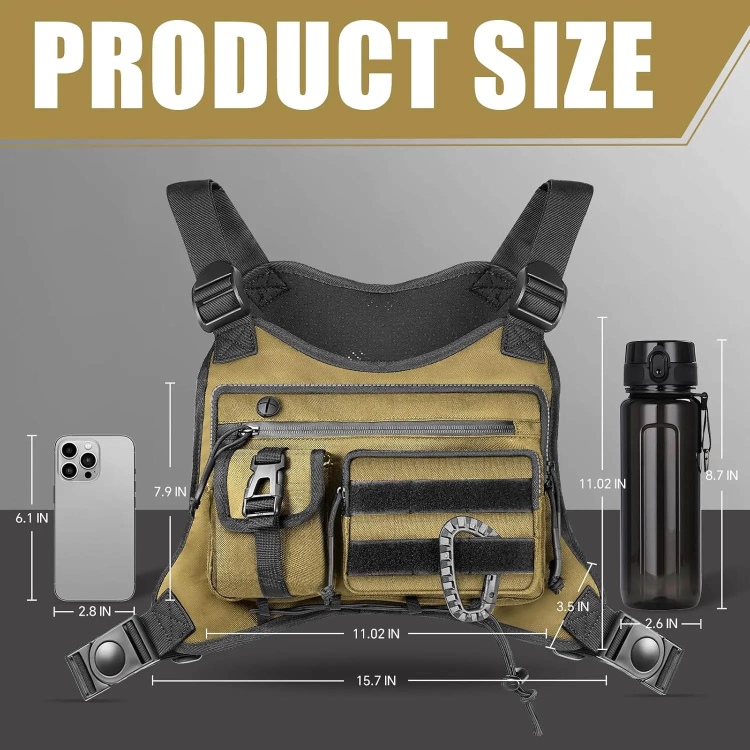 Chest Bag for Men,Running Pack Vest for Workouts,Water Resistant Sports Chest Pack For Running