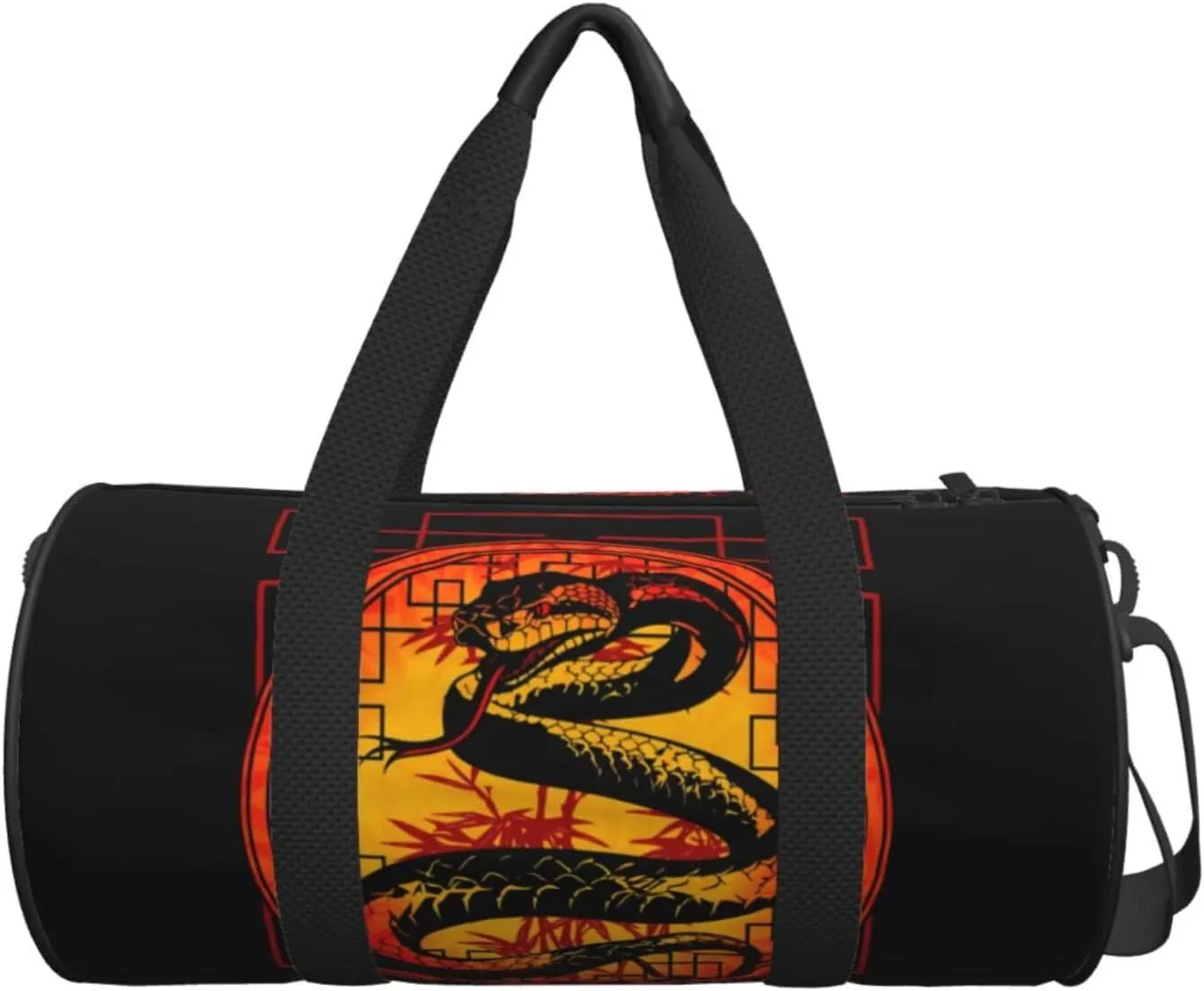 Chinese New Year Year of The Snake Round Travel Duffel Bag Large Capacity Gym Sports Bags for Hiking Vacation Trips