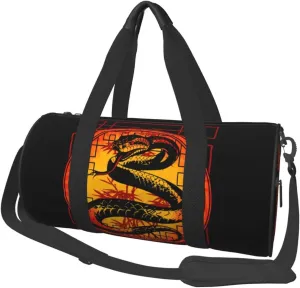 Chinese New Year Year of The Snake Round Travel Duffel Bag Large Capacity Gym Sports Bags for Hiking Vacation Trips