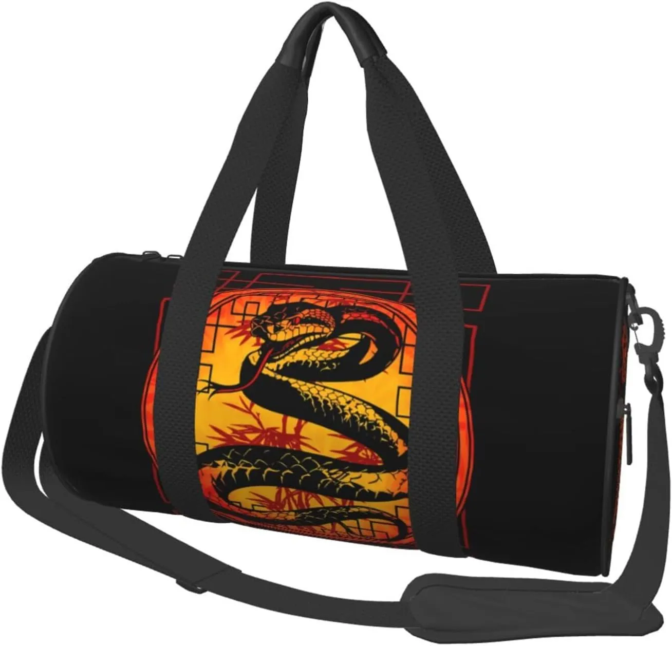 Chinese New Year Year of The Snake Round Travel Duffel Bag Large Capacity Gym Sports Bags for Hiking Vacation Trips