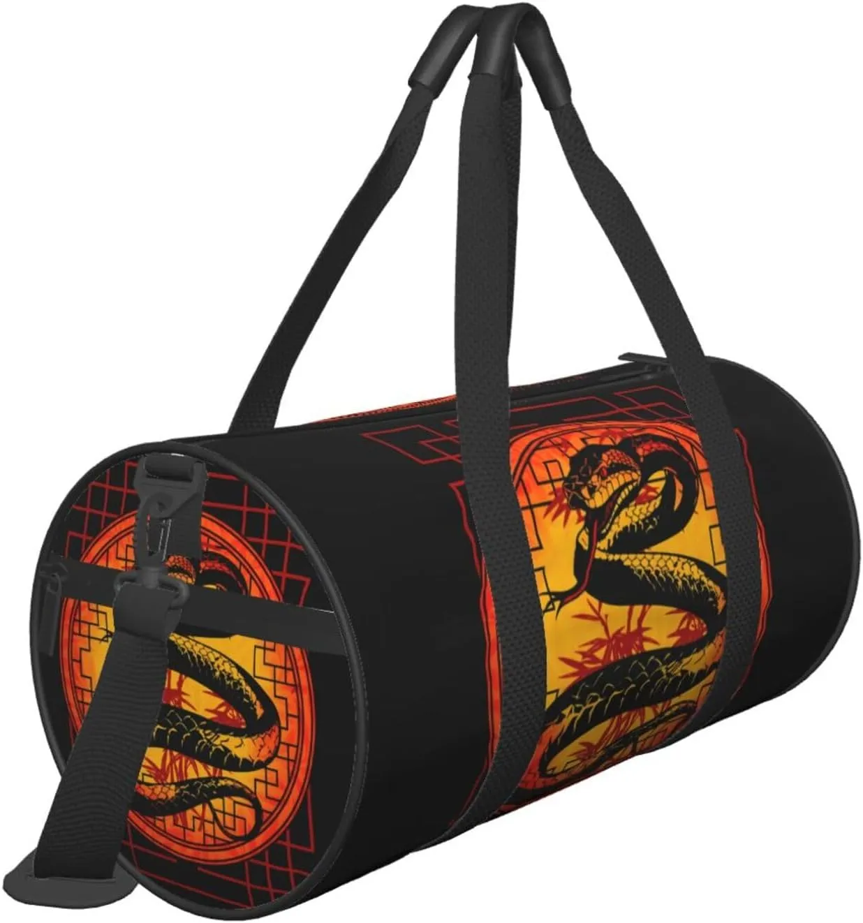 Chinese New Year Year of The Snake Round Travel Duffel Bag Large Capacity Gym Sports Bags for Hiking Vacation Trips