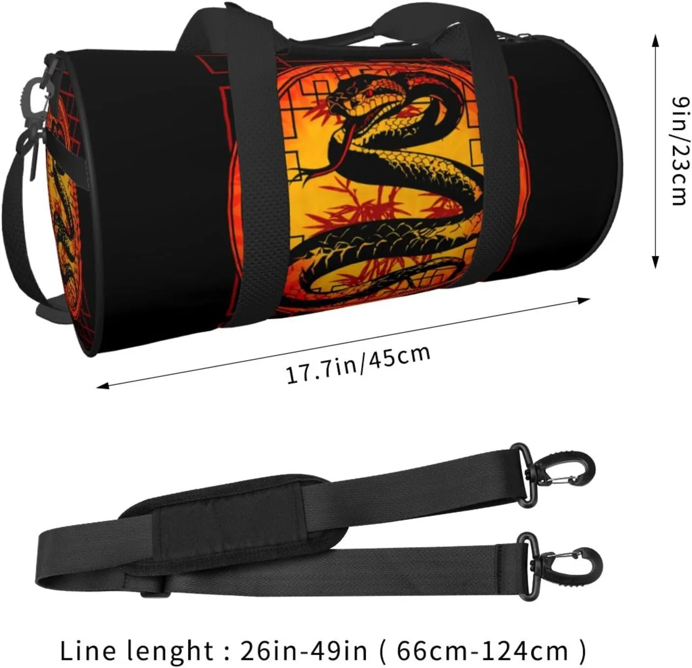 Chinese New Year Year of The Snake Round Travel Duffel Bag Large Capacity Gym Sports Bags for Hiking Vacation Trips