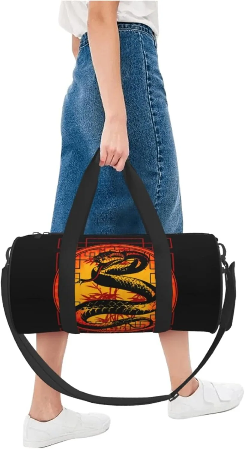 Chinese New Year Year of The Snake Round Travel Duffel Bag Large Capacity Gym Sports Bags for Hiking Vacation Trips