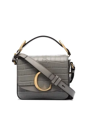Chloé - C croc-effect leather shoulder bag - women - Leather - One Size - Grey