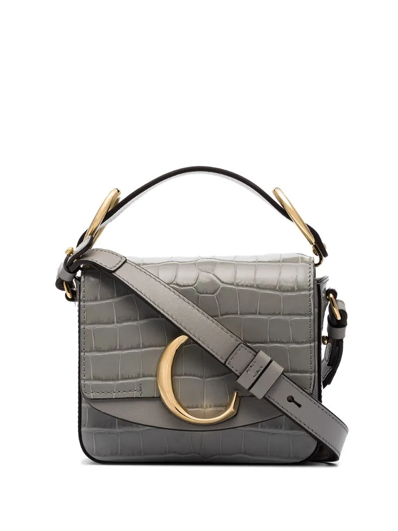 Chloé - C croc-effect leather shoulder bag - women - Leather - One Size - Grey