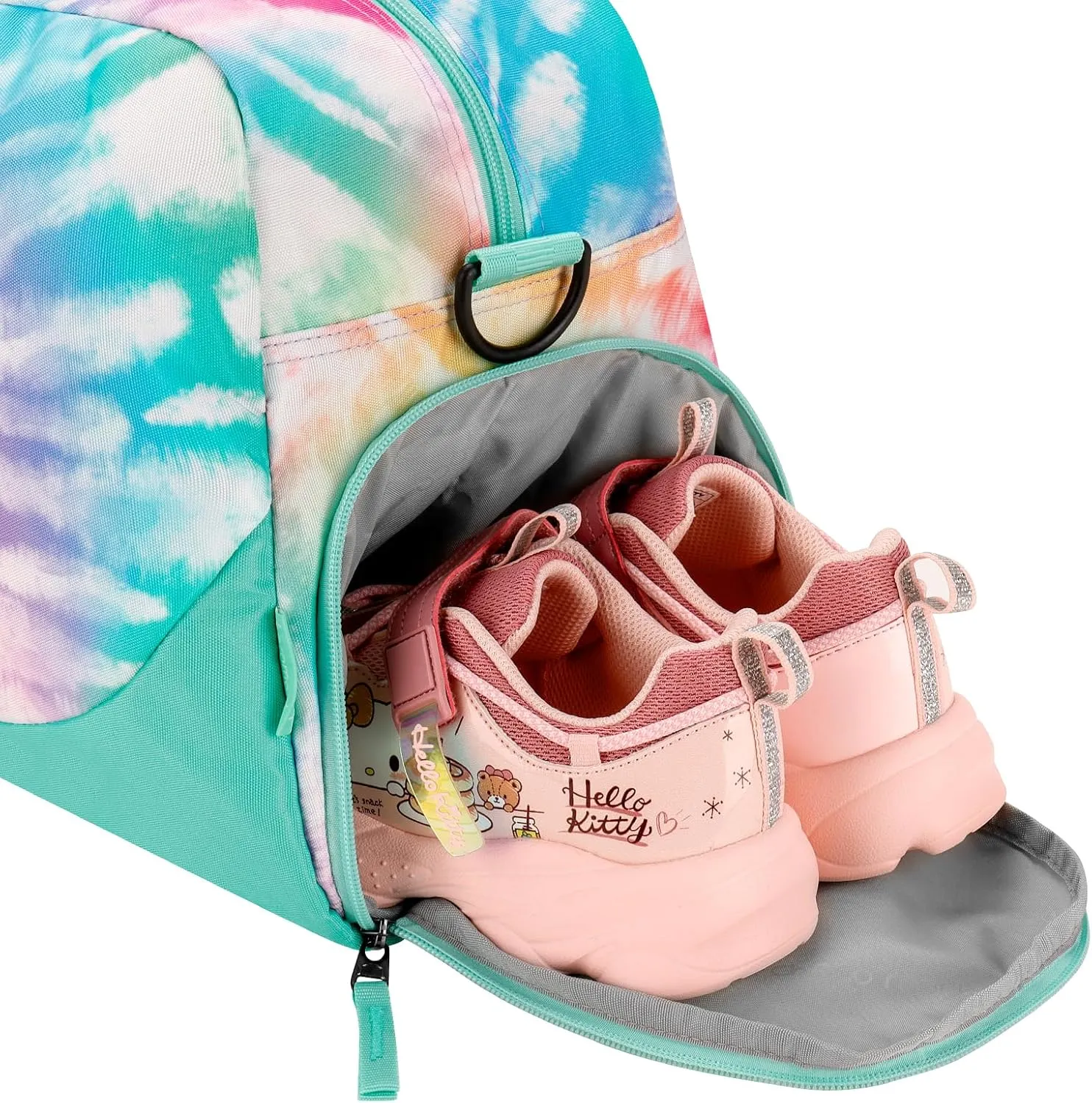 Choco Mocha Kids Duffle Bag Girls - Tie Dye Weekender Overnight Bags for Girl Ages 9-12, Teal