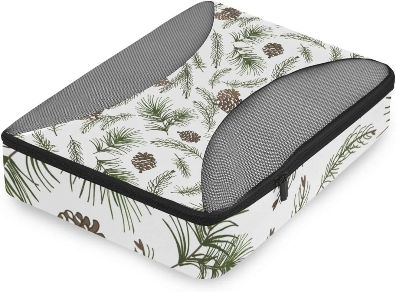 Christmas Tree Green Branches, Pine Cone Fir, Spruce 4 PCs Set Packing Bags, Luggage Organizer Bag, Portable Cube Toiletry bag, Durable Travel Cosmetic Storage Bag for Men Women