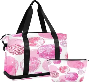 Circles and Polka Dots Travel Duffel Bag Gym Tote Bag for Sports Waterproof Carry On Weekender Bag with Compartment