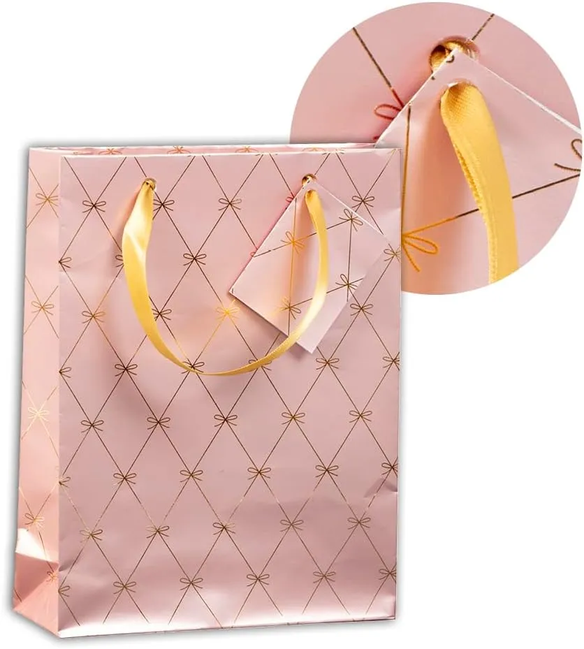 Clairefontaine 212909C - Pack of 5 Premium Gift Bags - Medium Size - 17 x 6 x 22 cm - Primerose - Ideal for: Books, Games, Small Gifts