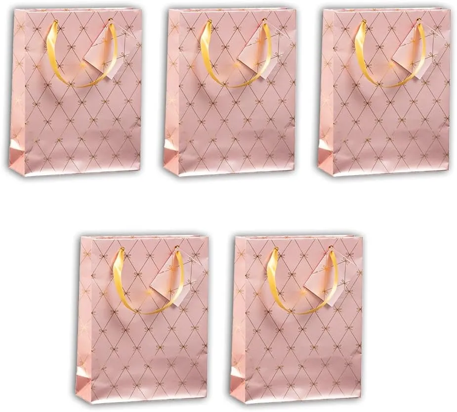 Clairefontaine 212909C - Pack of 5 Premium Gift Bags - Medium Size - 17 x 6 x 22 cm - Primerose - Ideal for: Books, Games, Small Gifts