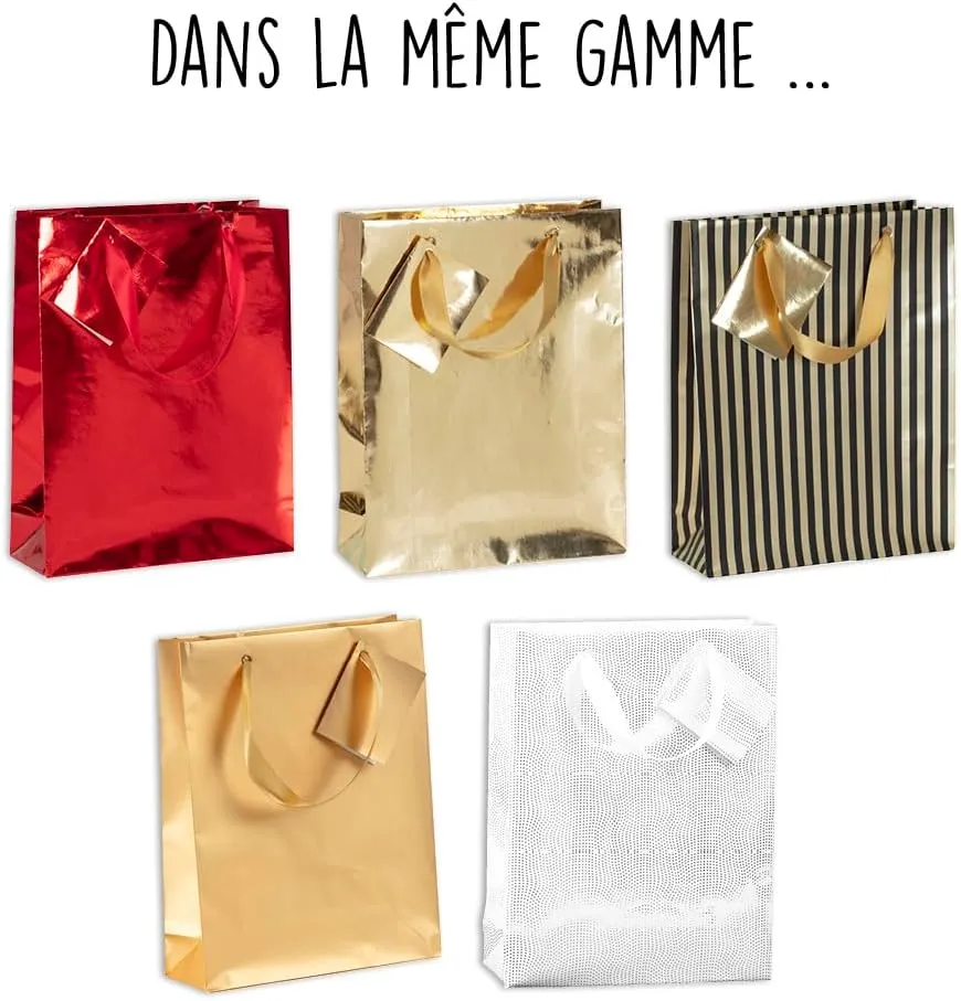 Clairefontaine 212909C - Pack of 5 Premium Gift Bags - Medium Size - 17 x 6 x 22 cm - Primerose - Ideal for: Books, Games, Small Gifts
