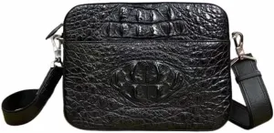 Classic Black Exotic Real Alligator Skin Men's Single Cross Shoulder Bag Genuine Crocodile Leather Male Small Messenger Bag