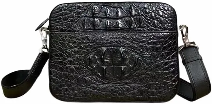 Classic Black Exotic Real Alligator Skin Men's Single Cross Shoulder Bag Genuine Crocodile Leather Male Small Messenger Bag
