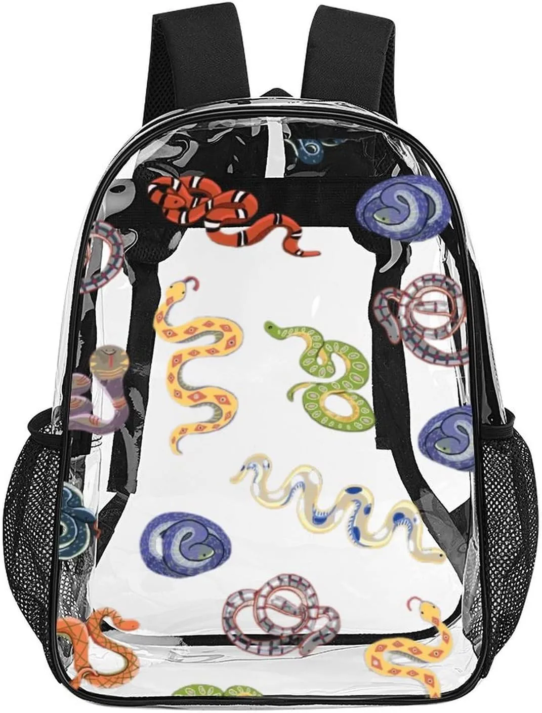 Clear Backpack Heavy Duty Snake Animal Summer 16 Inch for Stadium Events Concert Travel Work Sport Hiking Waterproof Sturdy Transparent Bag for Men Women