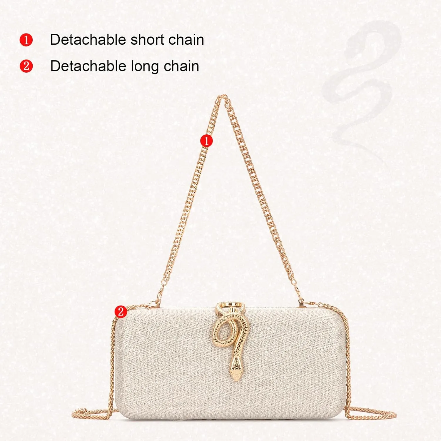 Clutch Purses for Women Formal Snake Buckle Sparkly Evening Bag with Chain, Crossbody Bags for Wedding Party
