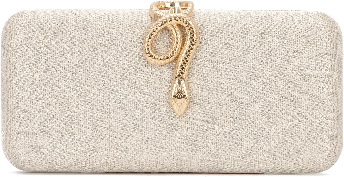 Clutch Purses for Women Formal Snake Buckle Sparkly Evening Bag with Chain, Crossbody Bags for Wedding Party