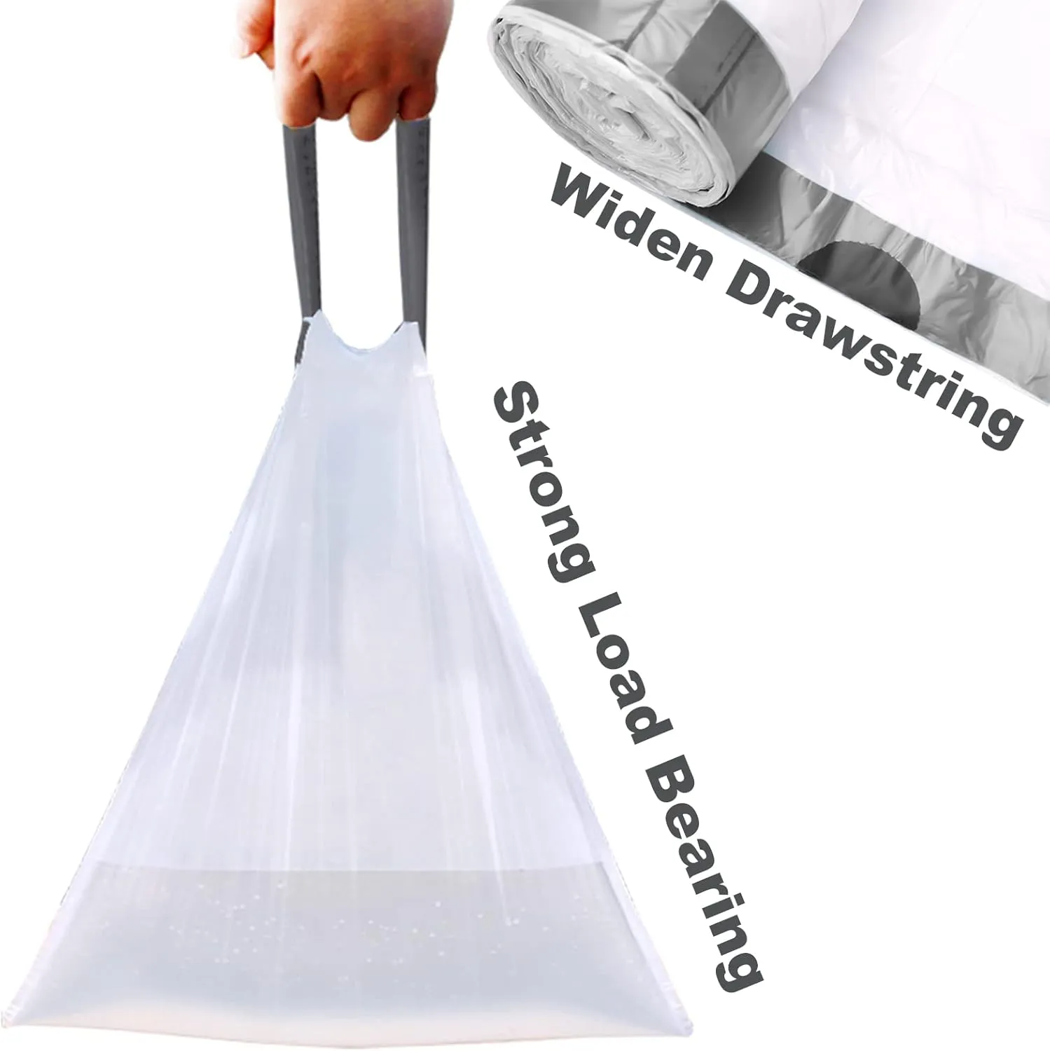 Code H Drawstring Trash Bags Compatible with simplehuman Code H | 200 Count total | 8-9 Gallon / 30-35 Liter | 1.2 Mil Thinkness | White Garbage Can Liners | Heavy Duty Plastic Trash Bags