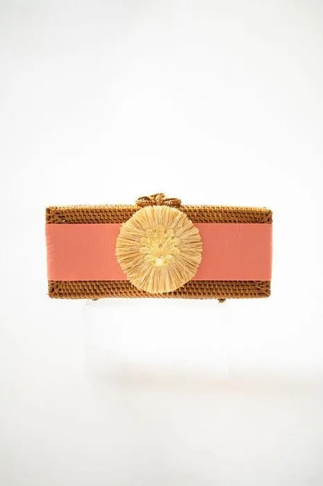 Colette - Light Coral Band with Natural Raffia/Ruffle Shell