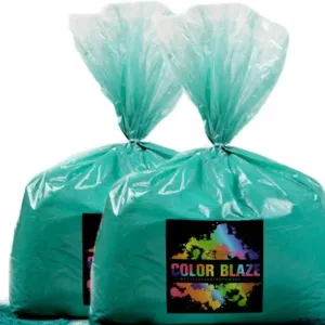 Color Blaze Holi Colored Powder - 50 lbs of Teal Color Powder - For Fun Runs, Color Toss, Rangoli, Powder War, Backyard Parties & Festivals - Pack of 2 Big Bags of 25 Pounds Each - Teal