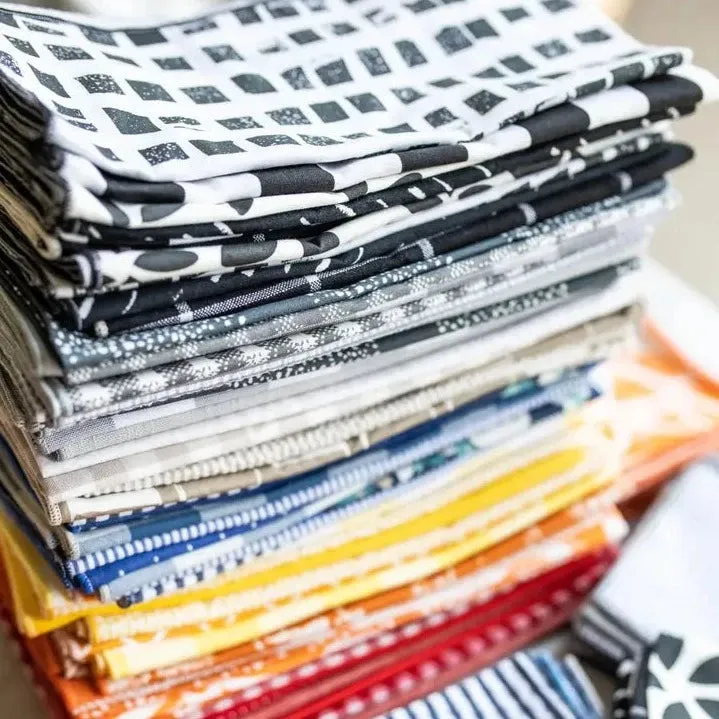 Color Block Everyday Cloth Napkins, B&W, Set of 8