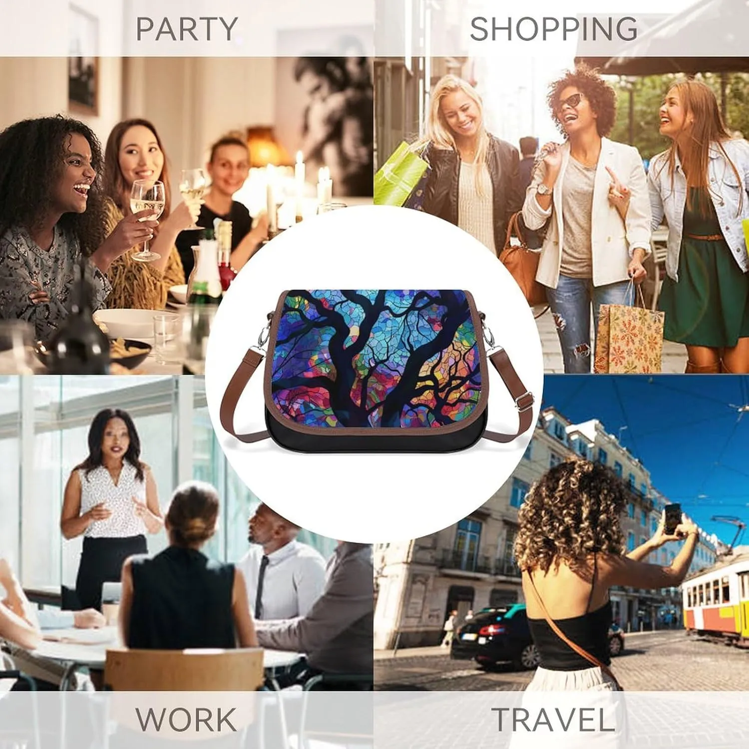 Color Dot Pattern Crossbody Bags for Women Travel Shoulder Bag Small Leather Cross Body Handbags